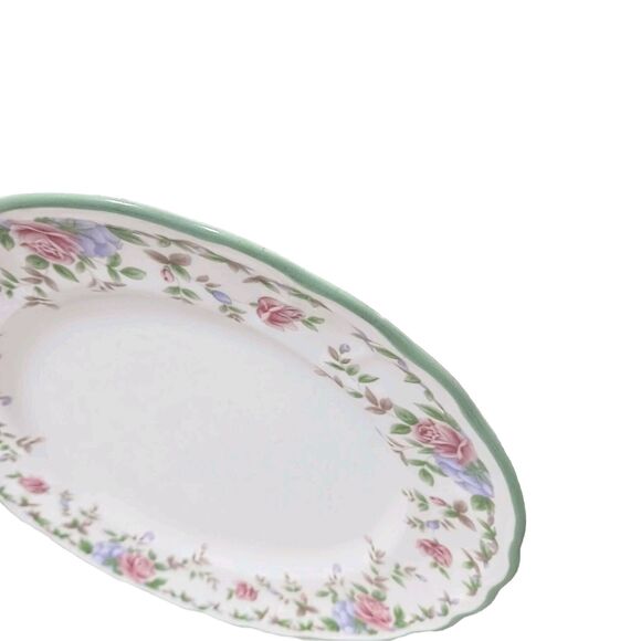 Epoch MORNING ROSE Dinner Plate Floral Roses Green trim Replacement Grannycore - Picture 8 of 16